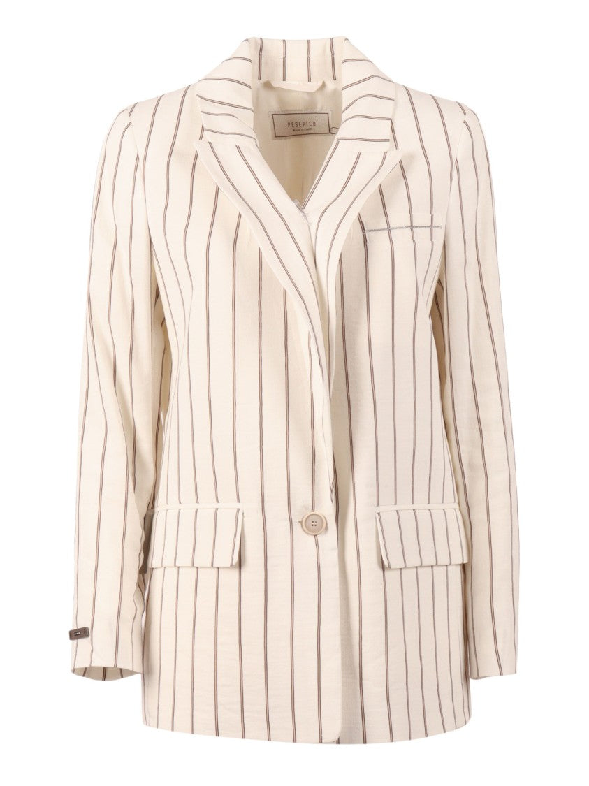 Peserico Beige Woman Jacket Striped Jacket