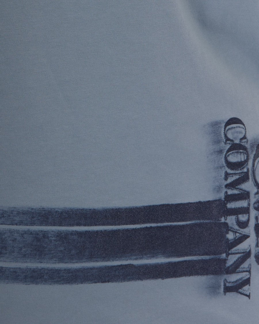 C.P. Company Silver Blue Bottom Logo Cotton T-Shirt