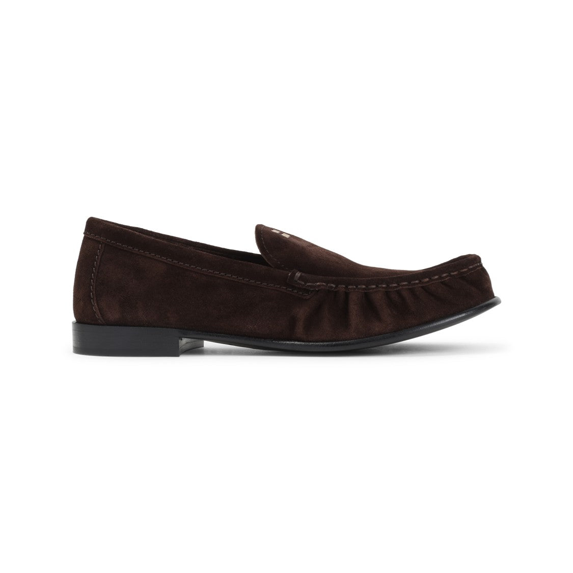 Miu Miu Brown Suede Loafers With Gathered Detailing