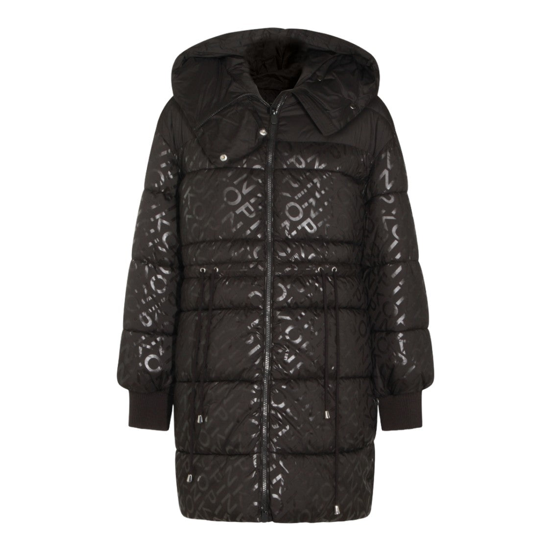 Pinko Long Padded Coat With Quilted Design And Glossy Monogram