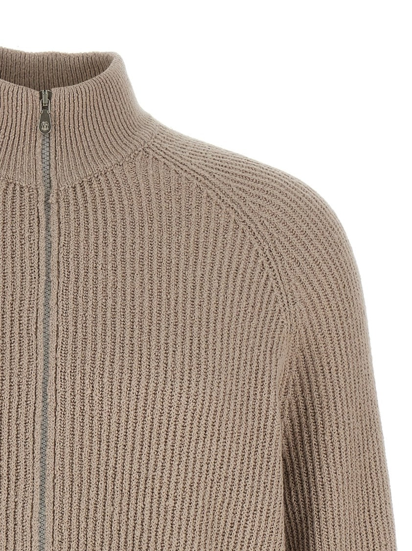 Brunello Cucinelli Half-Ribbed Cotton Gauze Zip Cardigan