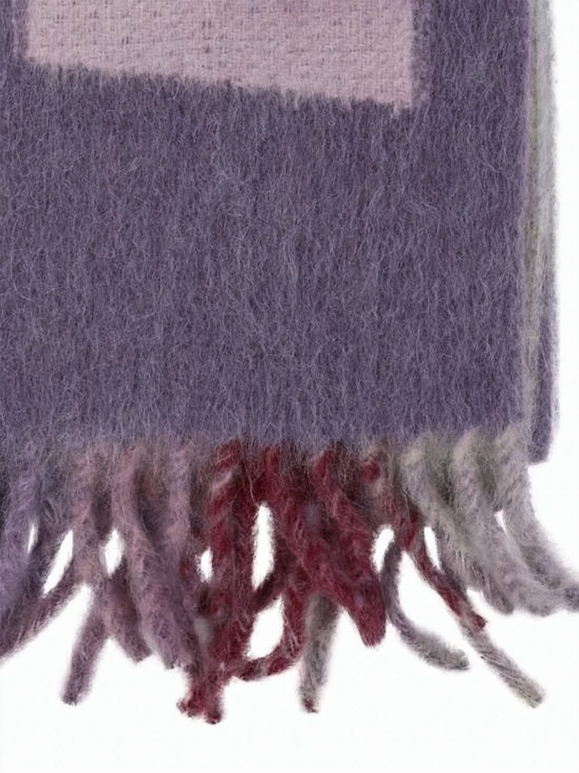 Marni Textured Scarf With Bold Letter Pattern In Muted Purple