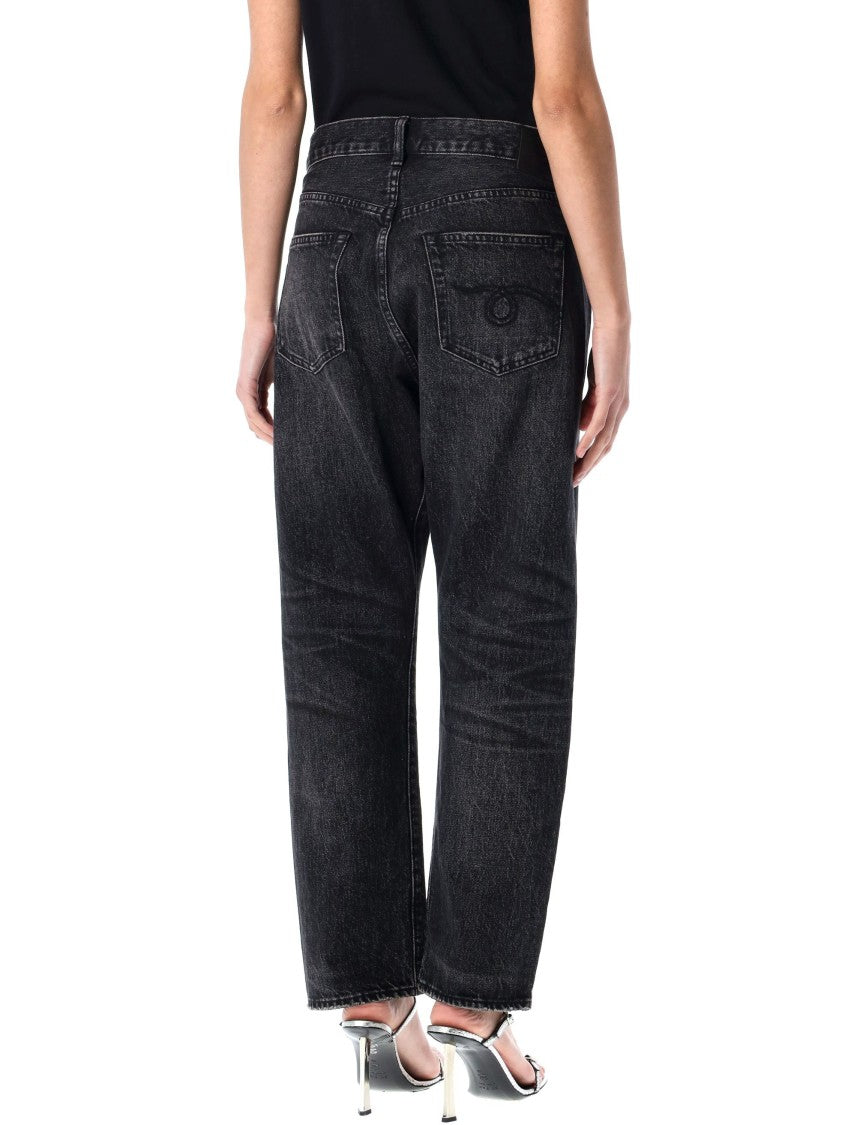 R13 Kessair Black Crossover Jeans With Design