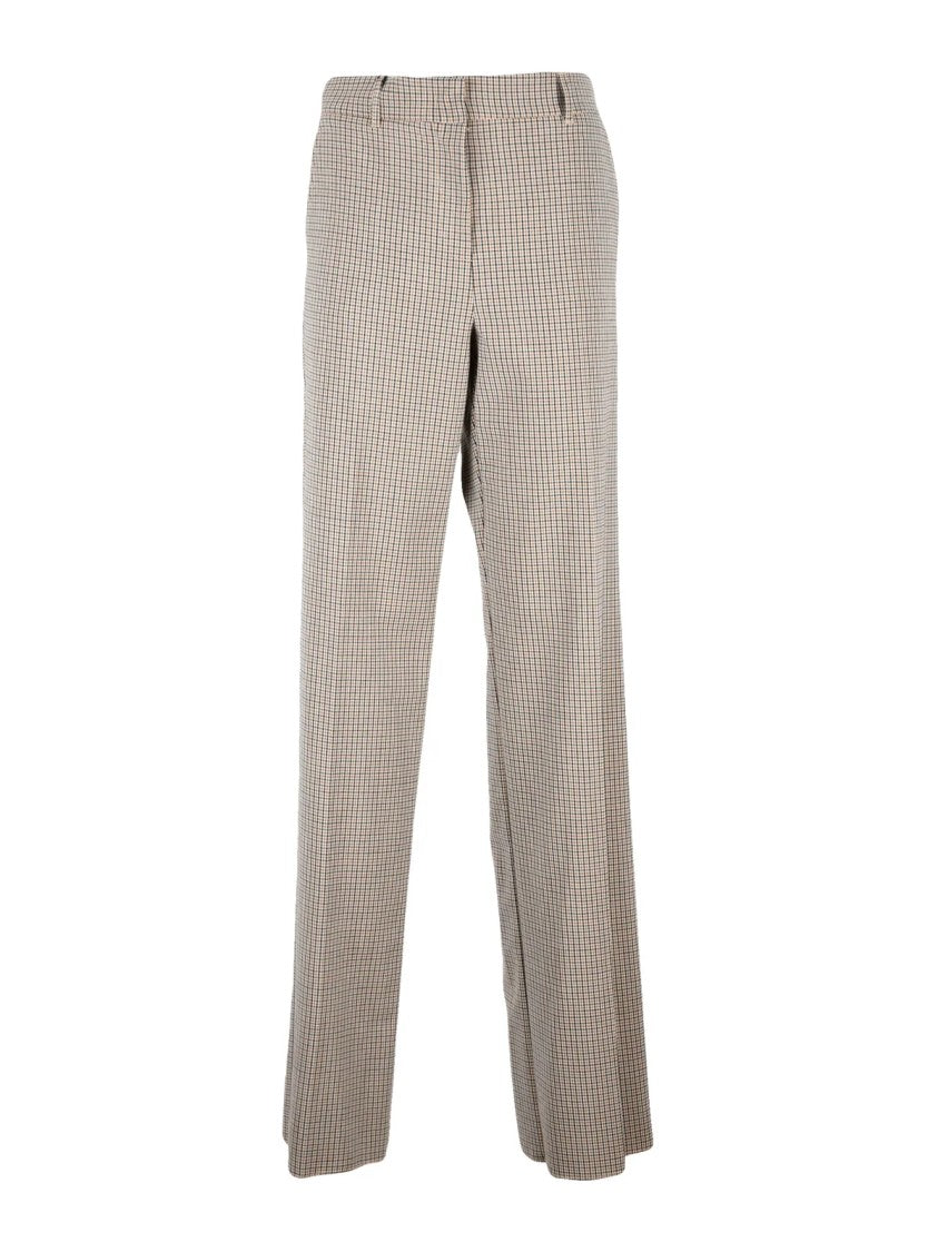 Marella Sport Tailored Straight-Leg Trousers With Subtle Checkered Pattern