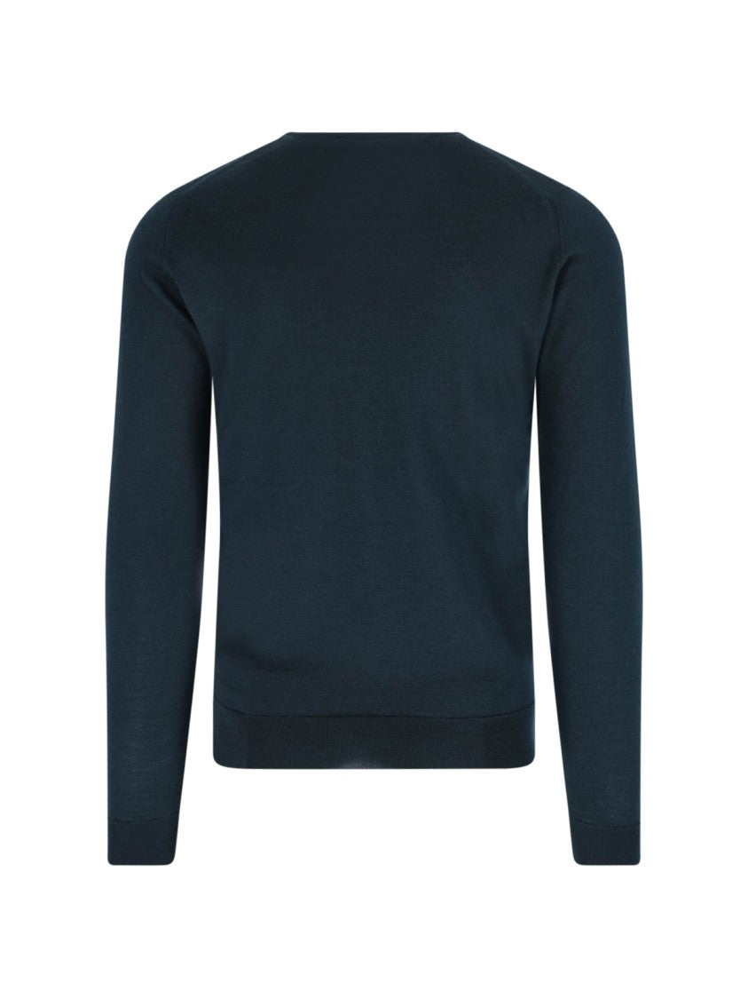 John Smedley Knit Green Sweater With Ribbed Cuffs And Timeless Design
