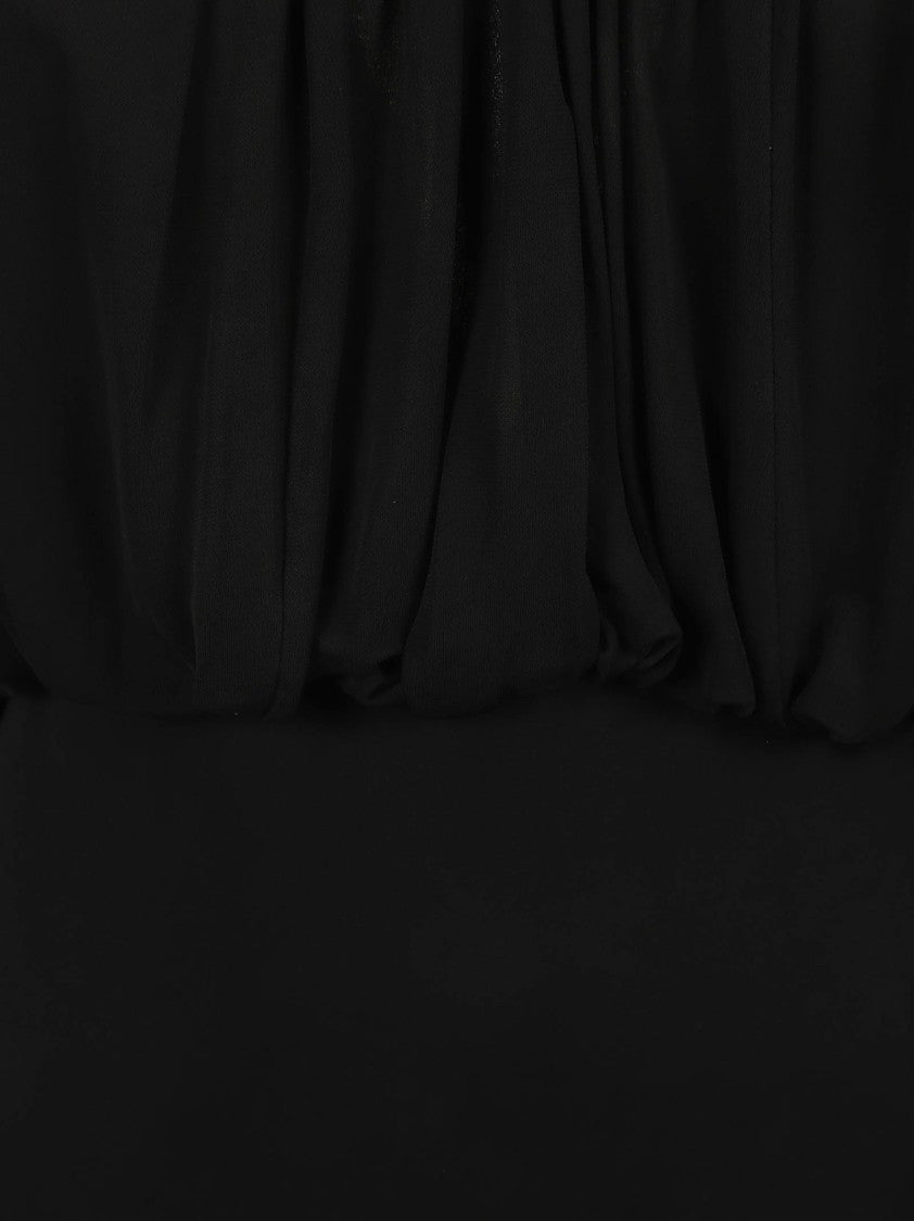 Saint Laurent Flowing Black Dress With Draped Bodice