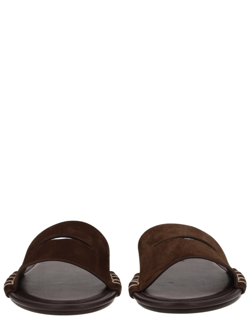 J. W. Anderson Wide Strap Brown Suede Sandals