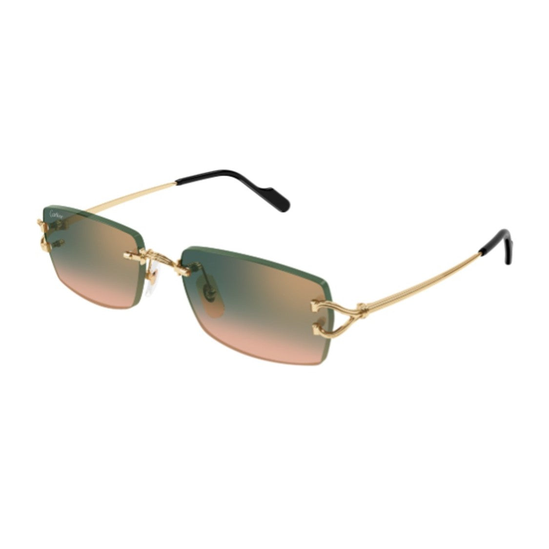 Cartier Gold Linea Decor C Classique Rimless Rectangular Sunglasses