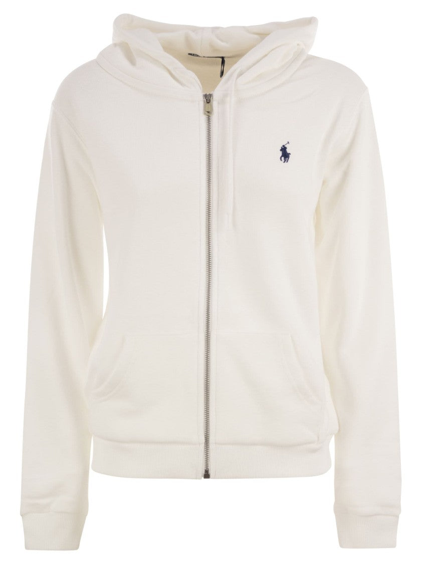 Polo Ralph Lauren Hip-Length Zip Hoodie With Drawstring Hood