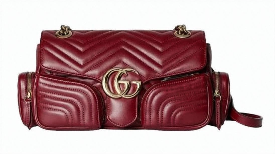 Gucci Quilted Burgundy Leather Tote Bag