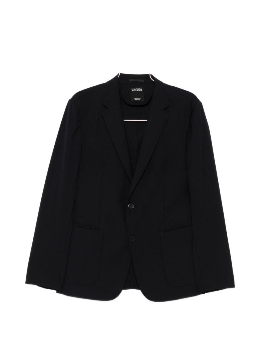 Ermenegildo Zegna Tailored Black Blazer With Notch Lapels And Elastic Details