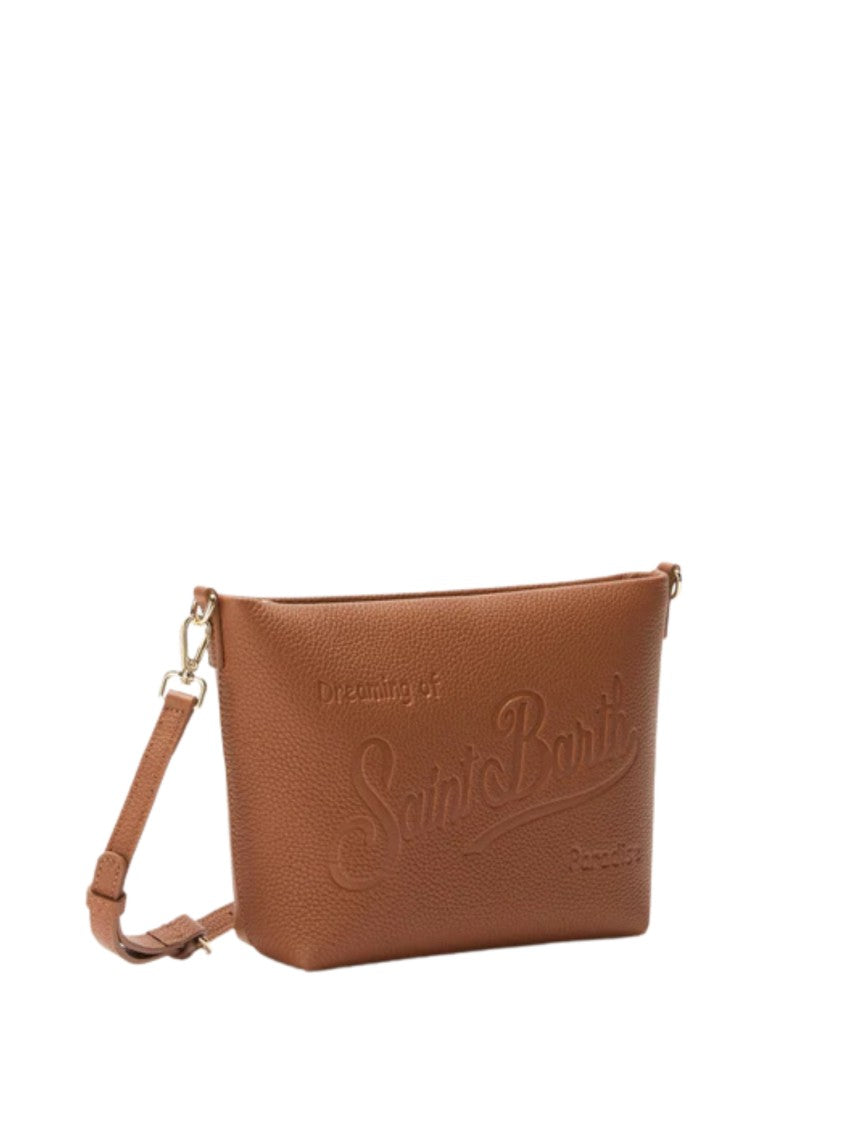 Mc2 Saint Barth Medium Trapezoidal Handbag In Textured Brown Finish