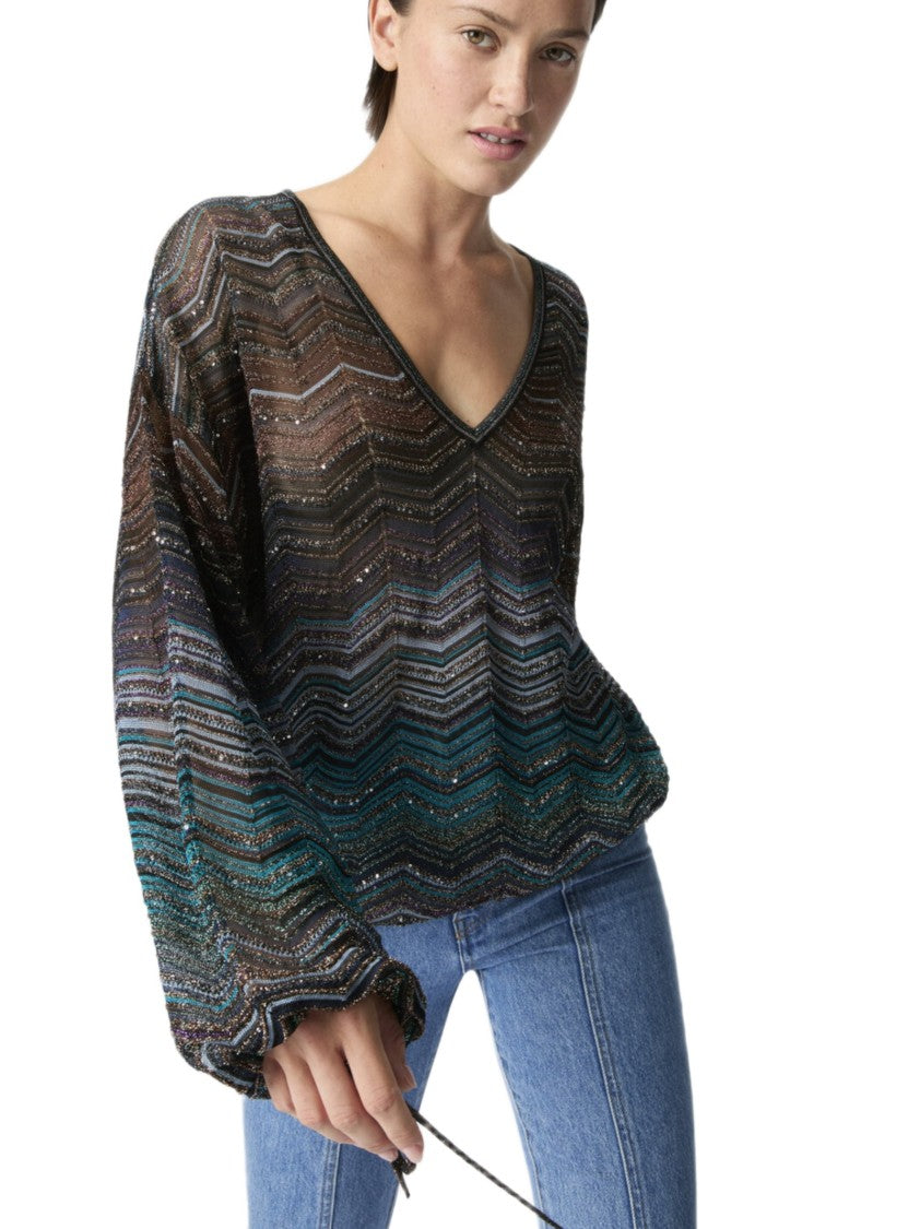 Missoni Multicolor Over Chevron Sequin Blusa