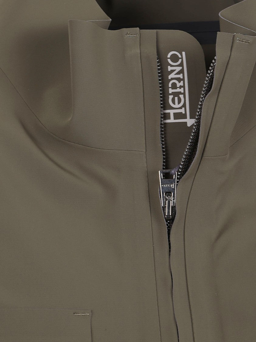 Herno Front-Zip Casual Jacket With Flap Pockets And High Collar