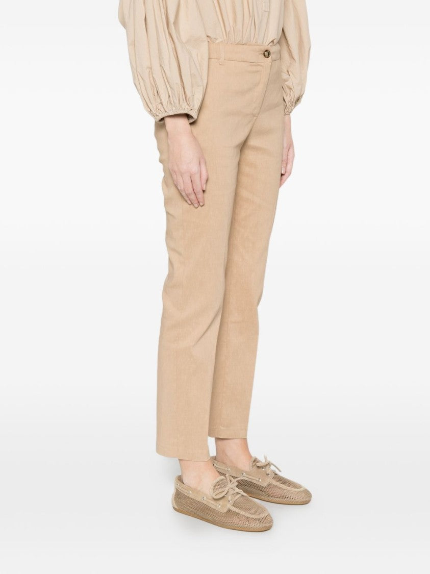 Pinko Straight-Leg Beige Trousers With Tailored Finish