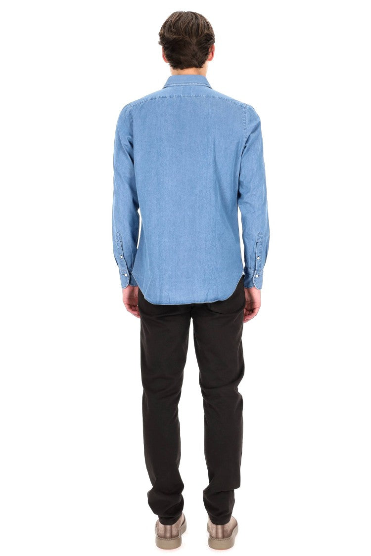 Finamore Napoli Line Washed Denim Tailored Shirt
