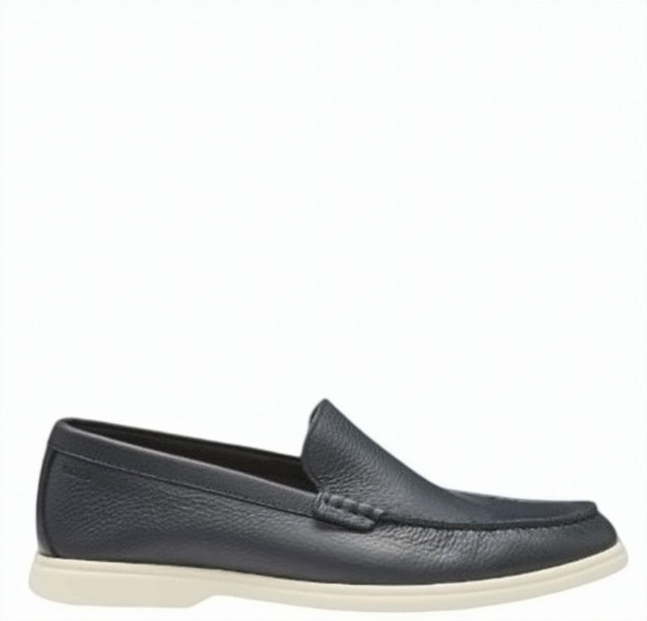 Boss Blue Grained Leather Loafers