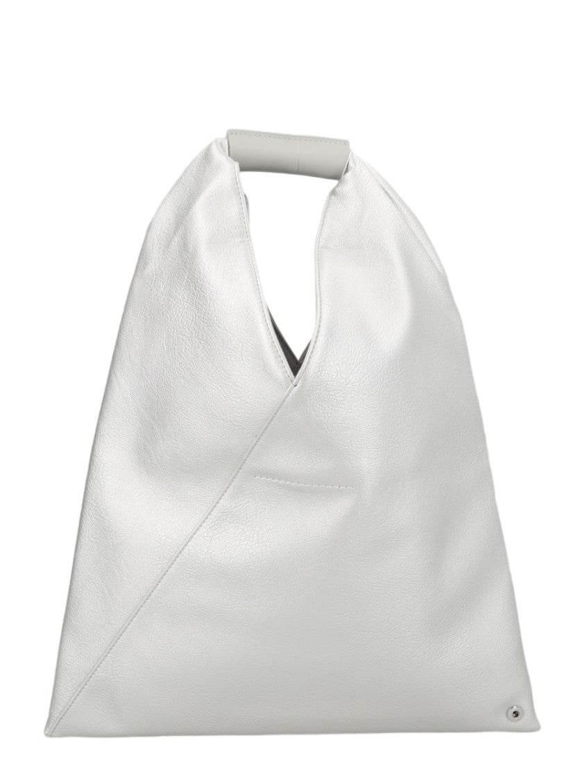 Mm6 By Maison Margiela Silver Triangular Polyurethane Metallic Texture Tote Bag