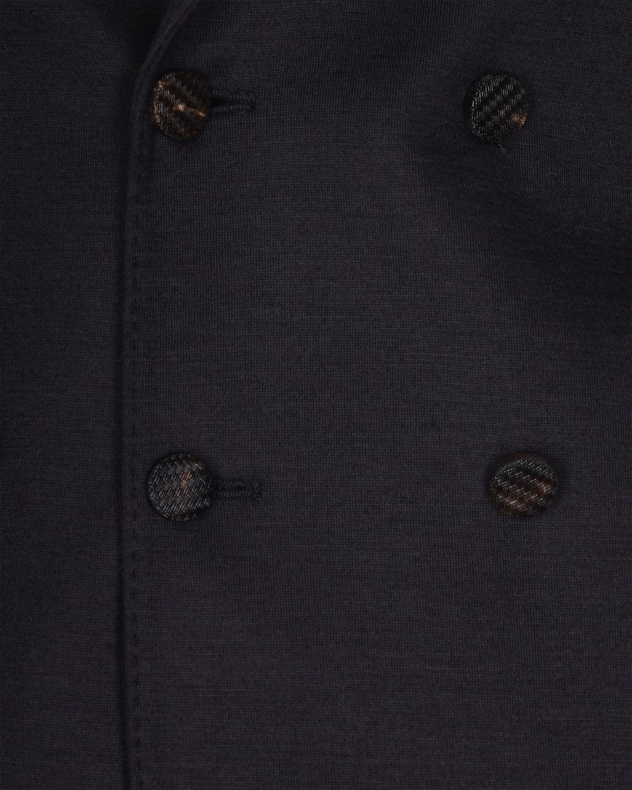 Suithomme Double-Breasted Black Wool-Blend Jacket With Notch Lapel