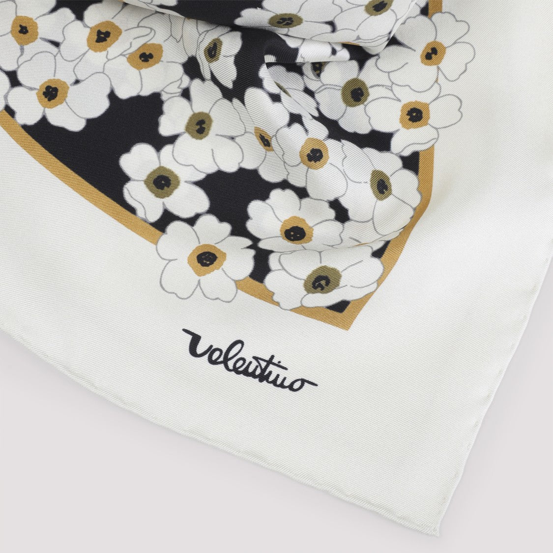 Valentino Garavani Floral Pattern Silk Scarf With White Border