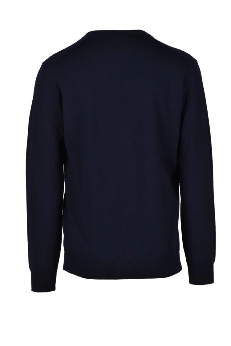 Fama Blue Merino Wool Cardigan