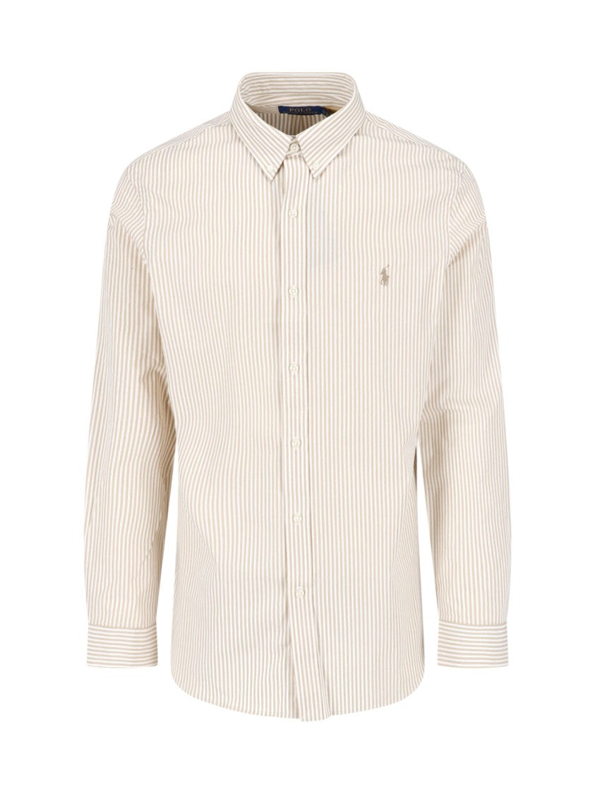 Polo Ralph Lauren Cream Striped Stretch Cotton Shirt
