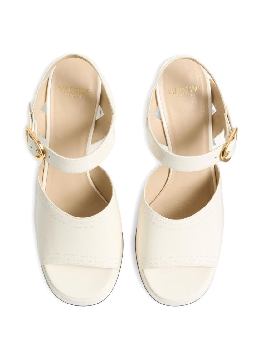 Valentino Garavani Glossy Open-Toe Ankle-Strap Flats