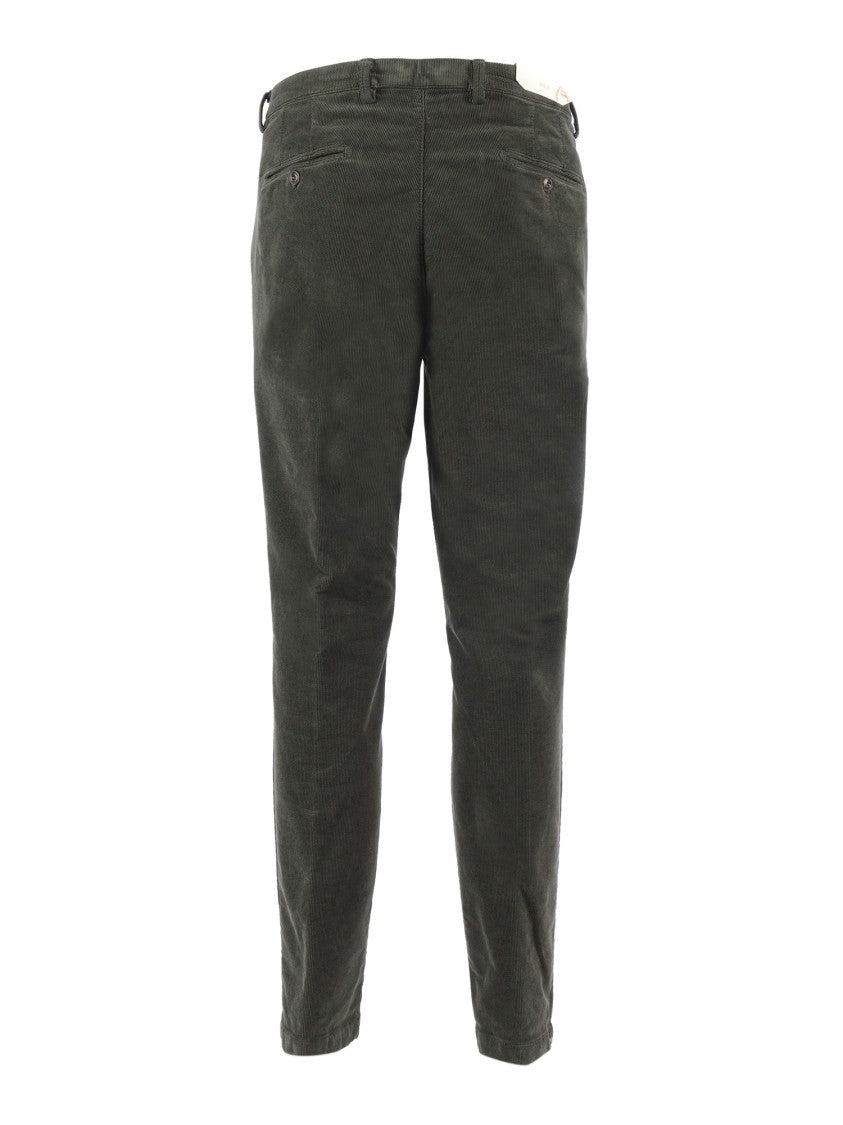 Briglia Slim Fit Green Pants With Textured Fabric