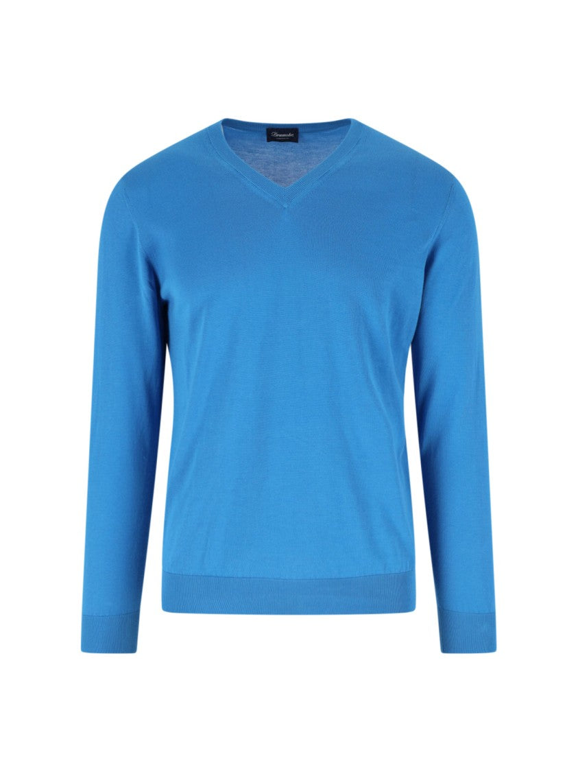 Drumohr V-Neck Sweater – Blue