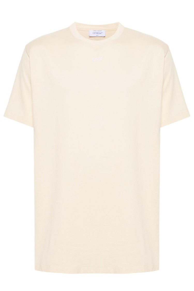 Off-White Beige Arrows Emblem Embroidered Cotton T-Shirt