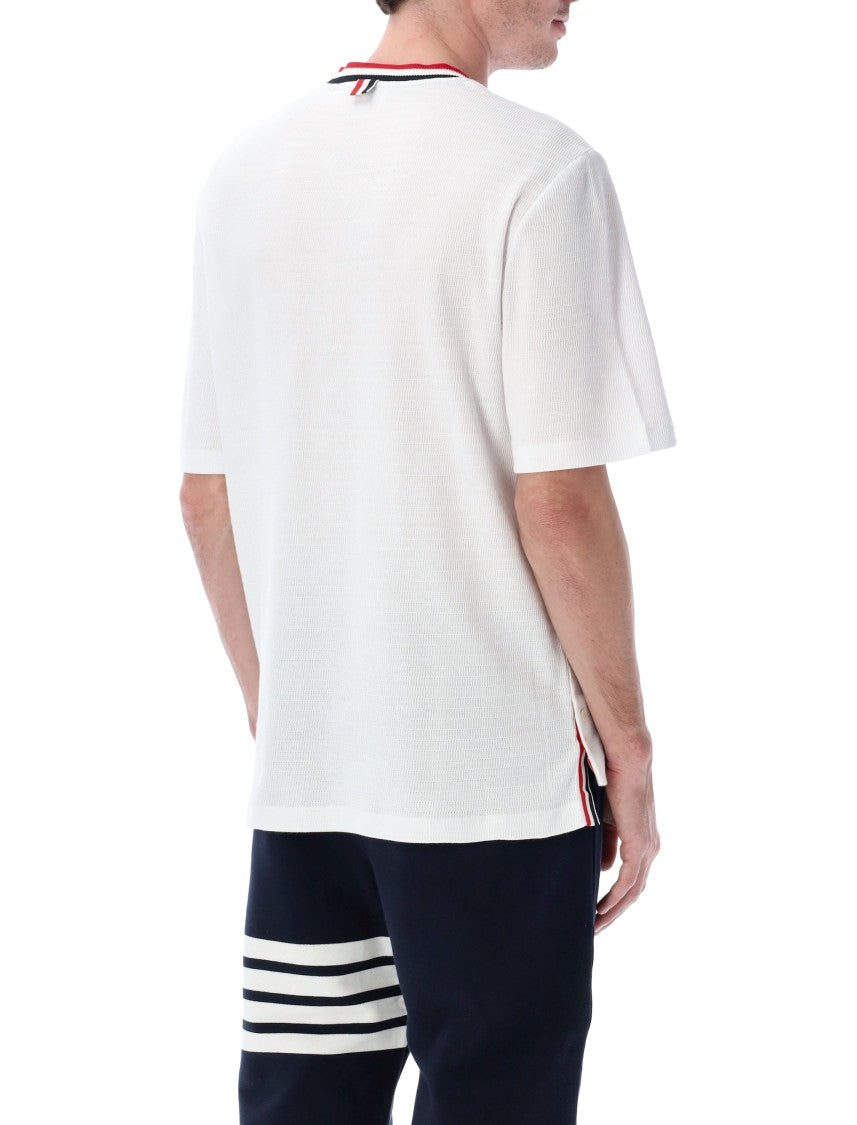 Thom Browne Textured Striped Cotton T Shirt