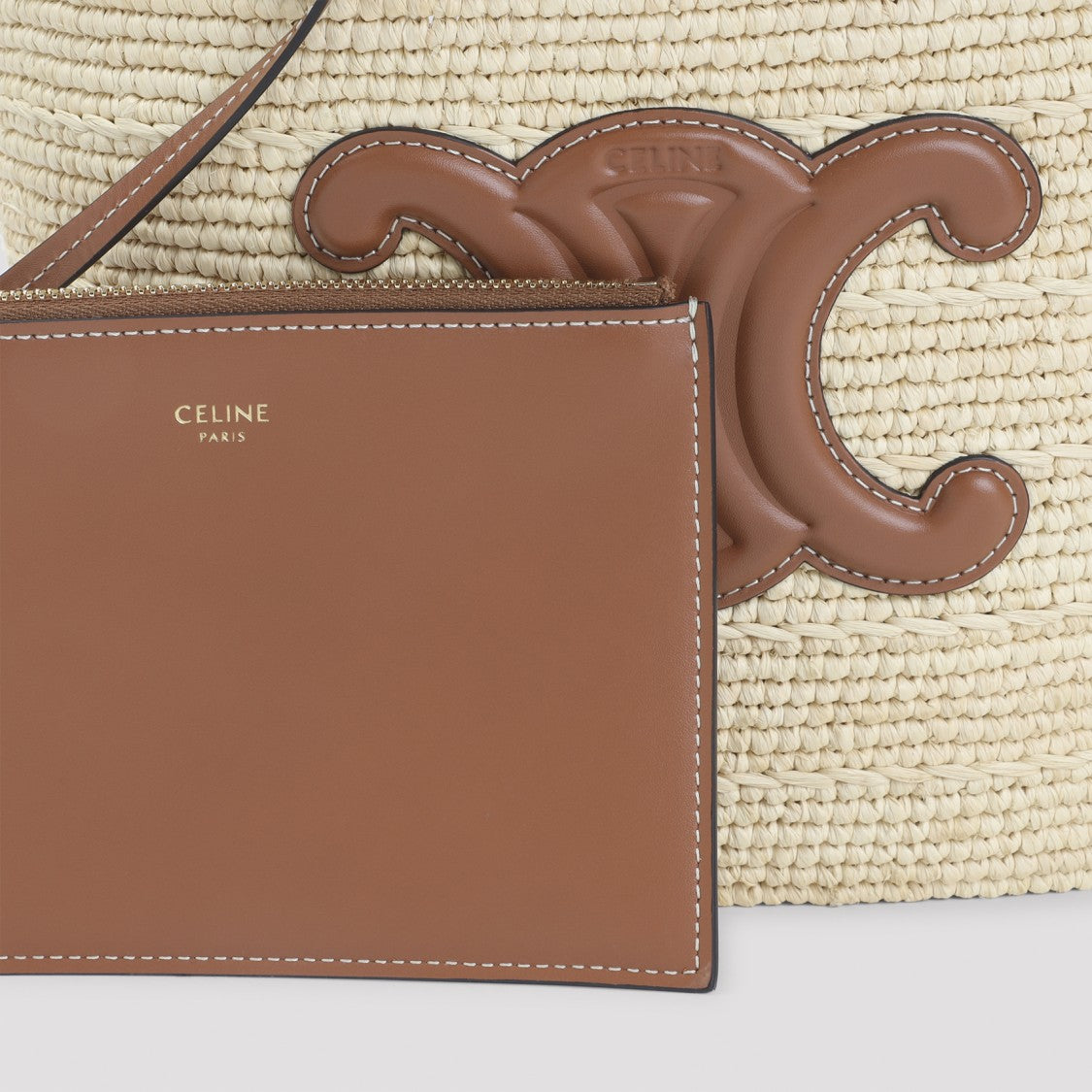 Celine Natural Beige Raffia Shoulder Bag