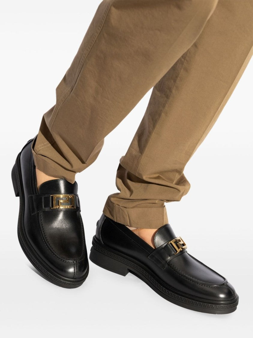 Versace Smooth Leather Slip-On Loafers