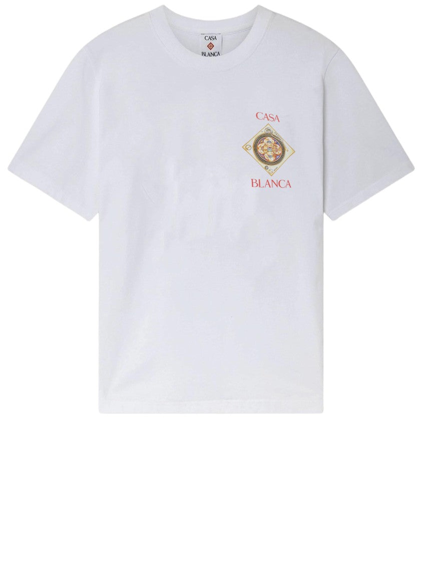 Casablanca Round Neck Cotton T-Shirt With Signature Logo Prints