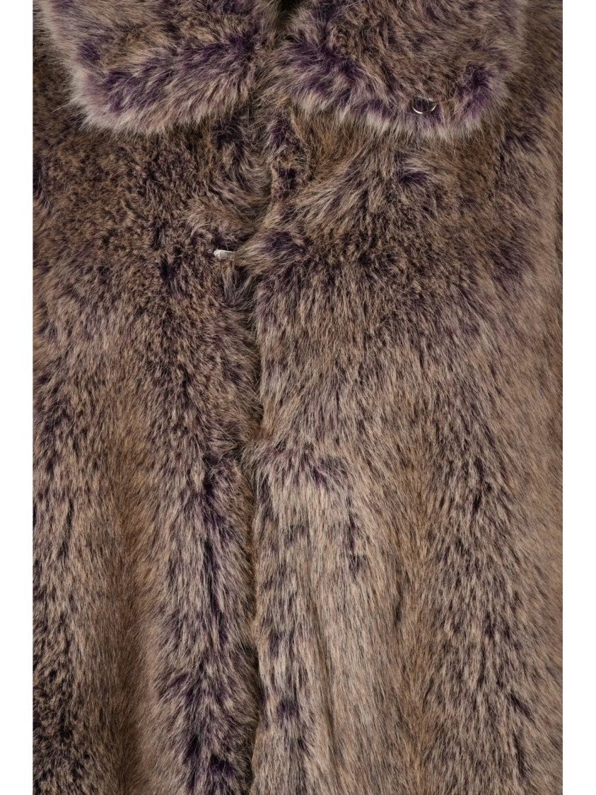 Liu Jo Eco Vest With Plush Faux Fur In Rich Chocolate