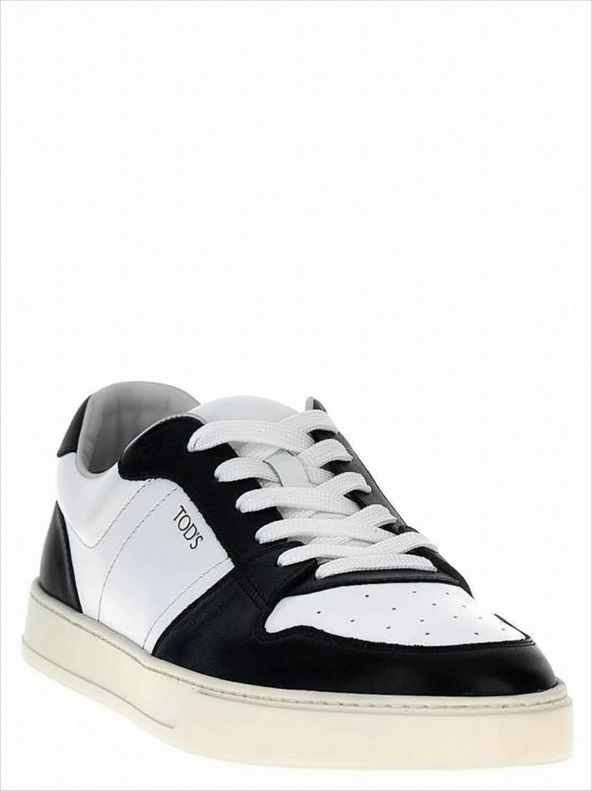 Tod's Low-Top Leather Sneakers With Color Block Design
