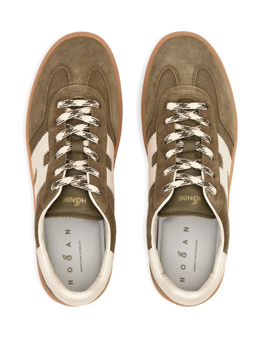Hogan Low-Top Sneakers With Textured Olive Green Upper