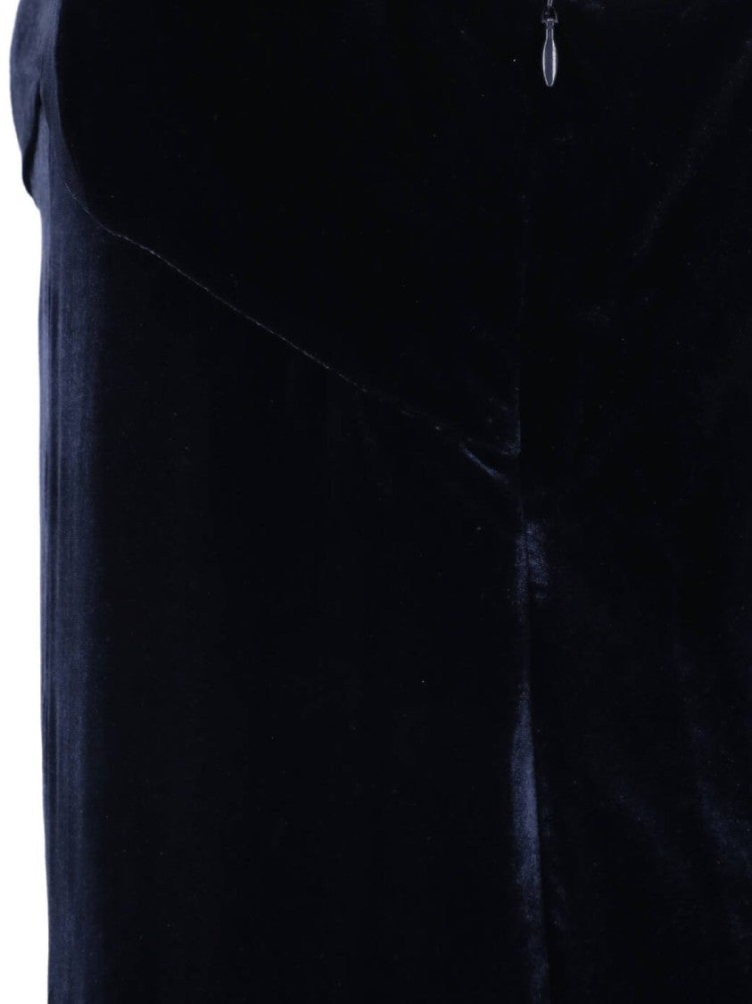 Aspesi Velvet Midi Dress With V-Neck And Thin Straps