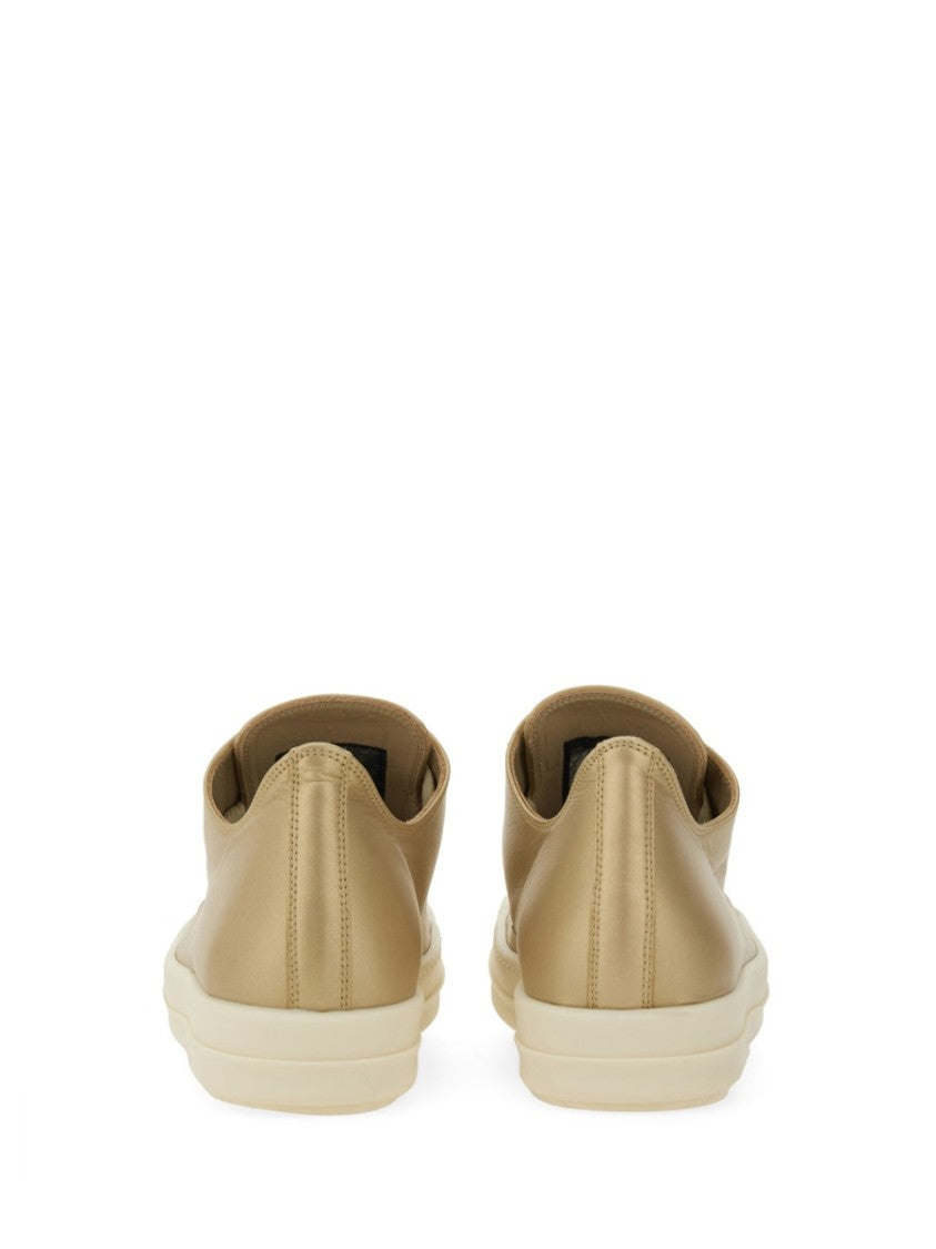 Rick Owens Lamb Leather Low-Top Sneakers With Calf Leather Toe Cap