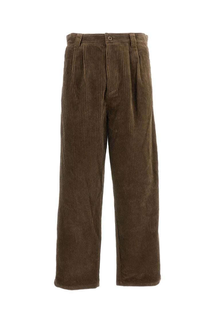 A.P.C. Beige Pleated Tapered Cotton Corduroy Trousers