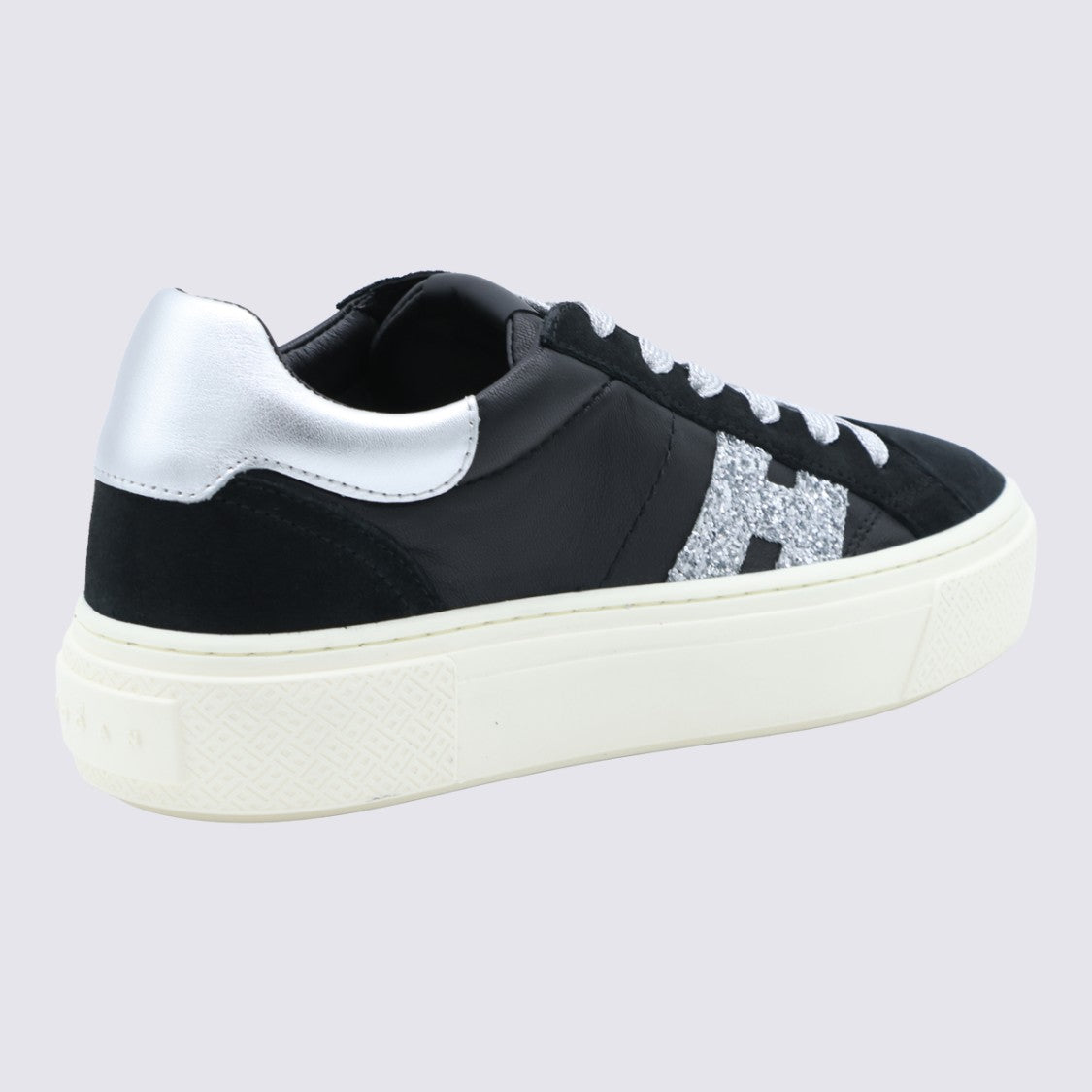 Hogan Black Sneakers With Silver Glitter Detail