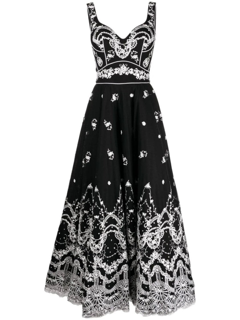 Saiid Kobeisy Sleeveless Embroidered Tulle Dress