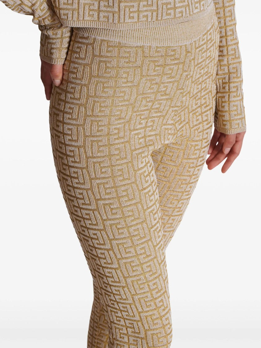Balmain Neutral Leggings High-Waisted Knit Leggings