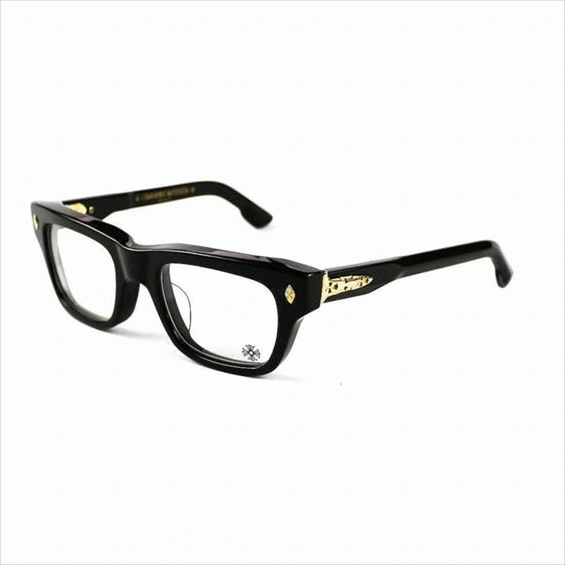 Chrome Hearts Rectangular Acetate Sunglasses With Gold Accents