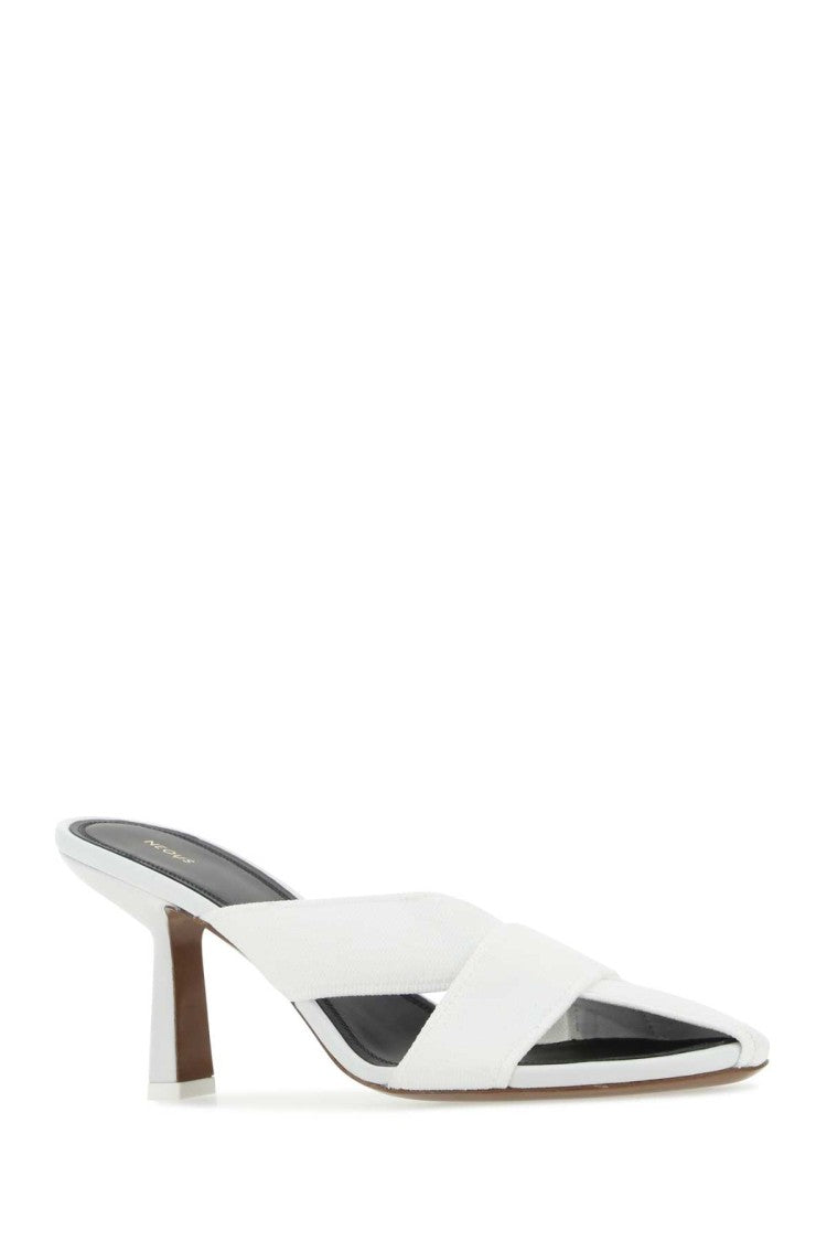 Neous White Fabric Mules