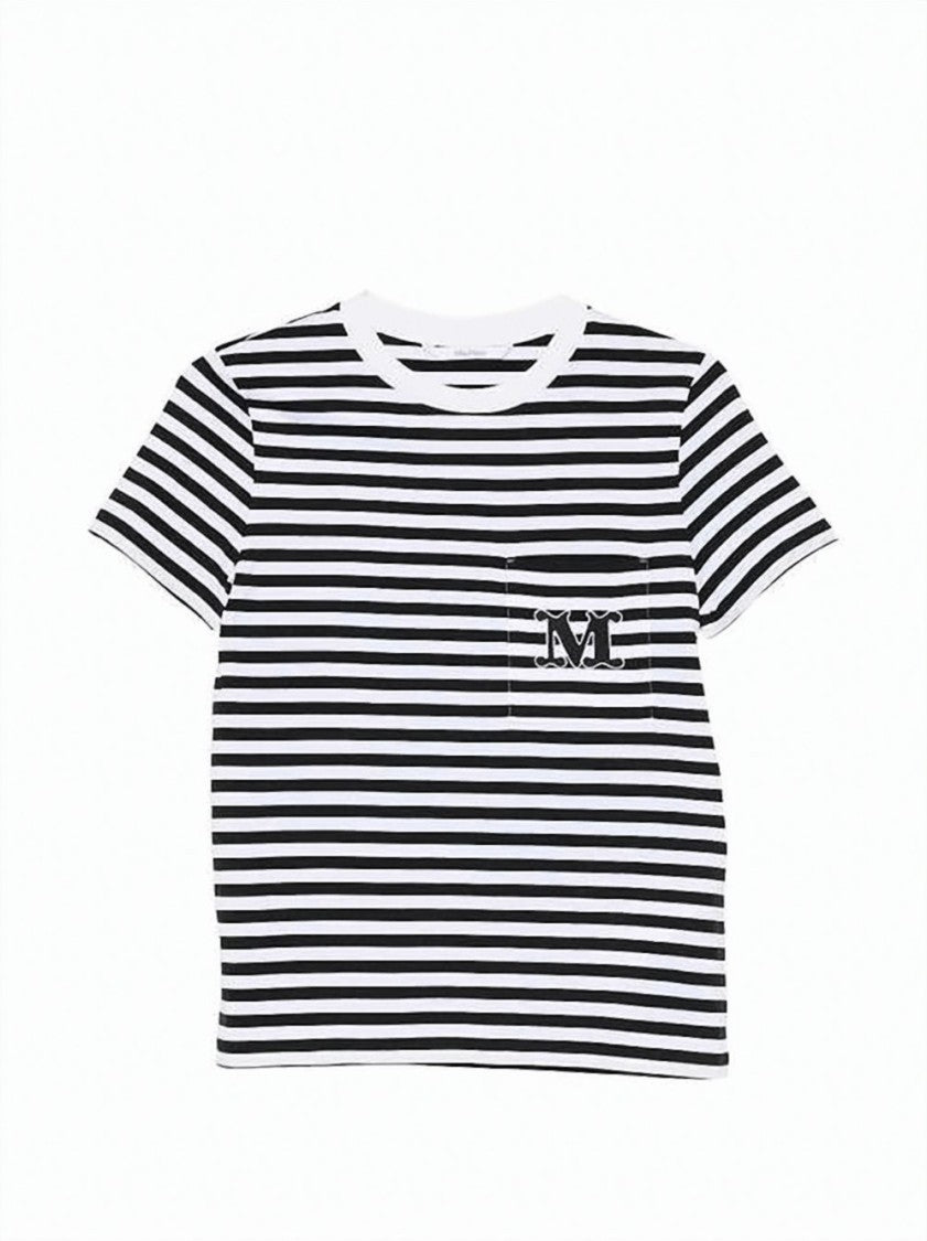 Max Mara Horizontally Striped Short-Sleeved Top With Chest Pocket