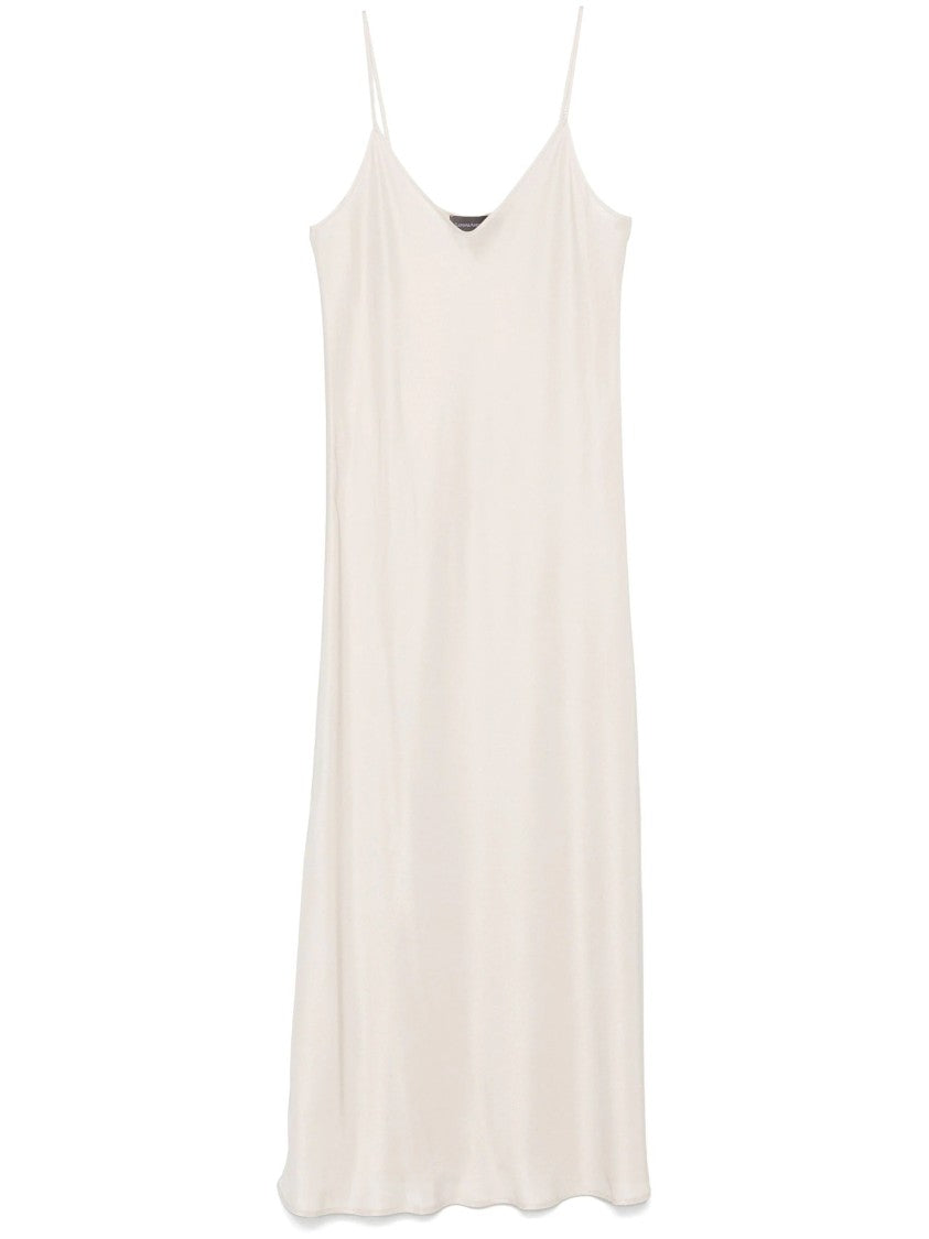 Lorena Antoniazzi Minimalist Beige Midi Dress With Spaghetti Straps
