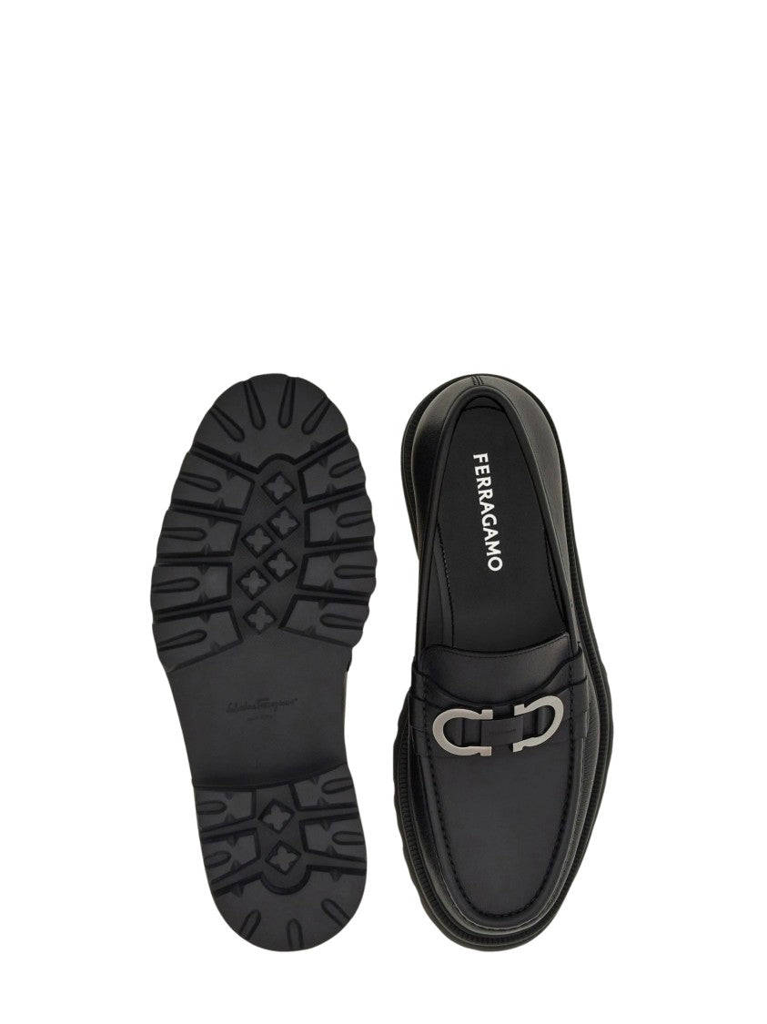Ferragamo Chunky Rubber Sole Smooth Leather Cocoon Loafers