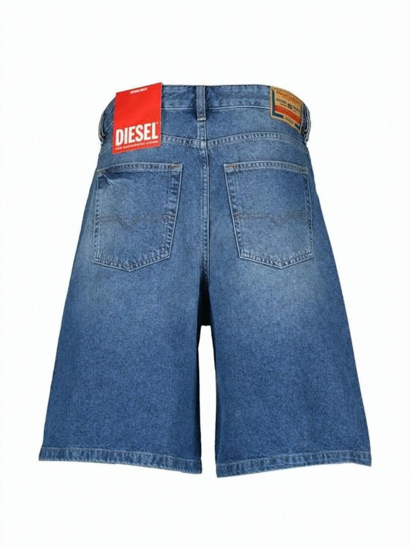 Diesel Medium Blue Denim Shorts With Classic Five-Pocket Design