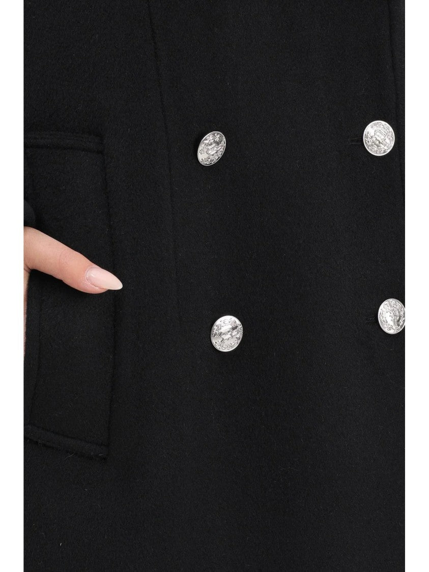 Blauer Double-Breasted Wool Long Coat With Classic Tailored Silhouette